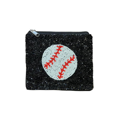 Black Baseball Gameday Beaded Coin Purse: Stylish Convenience for Every Game