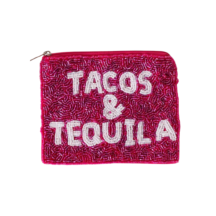 Taco & Tequila Beaded Coin Purse