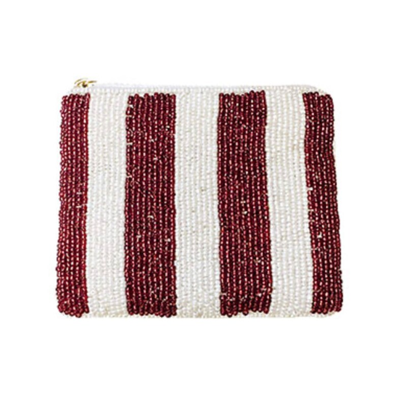 Game Day Striped Beaded Coin Purse - Alabama Crimson Tide Football Fan Accessory