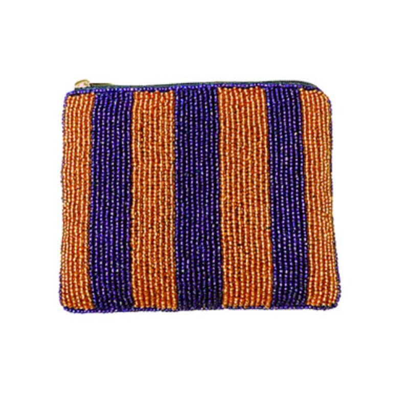 Auburn Tigers Game Day Striped Beaded Coin Purse - Team Merchandise
