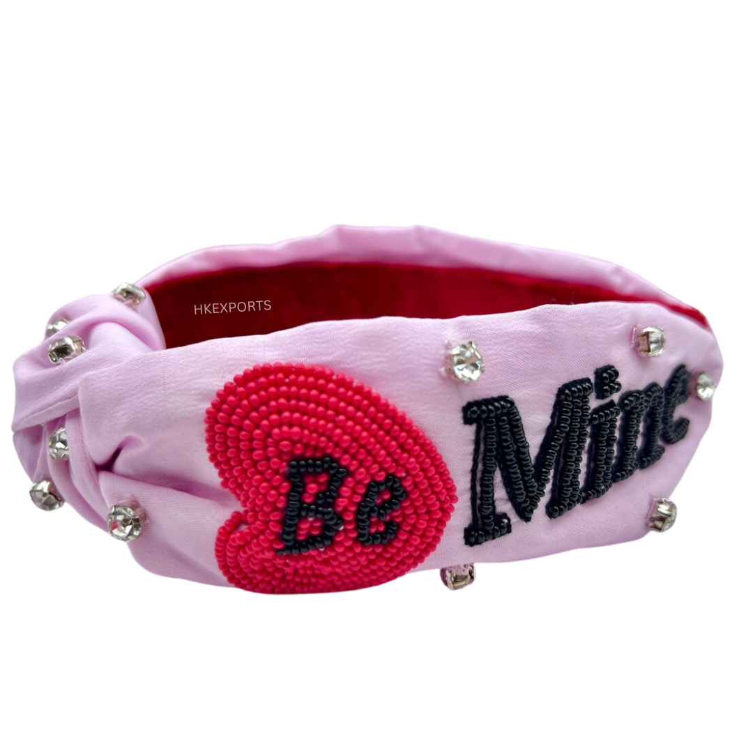 Be Mine Valentine Beaded Headband with Heart: Adorable Kids Hair Accessory for Parties, Festivals, and Costumes