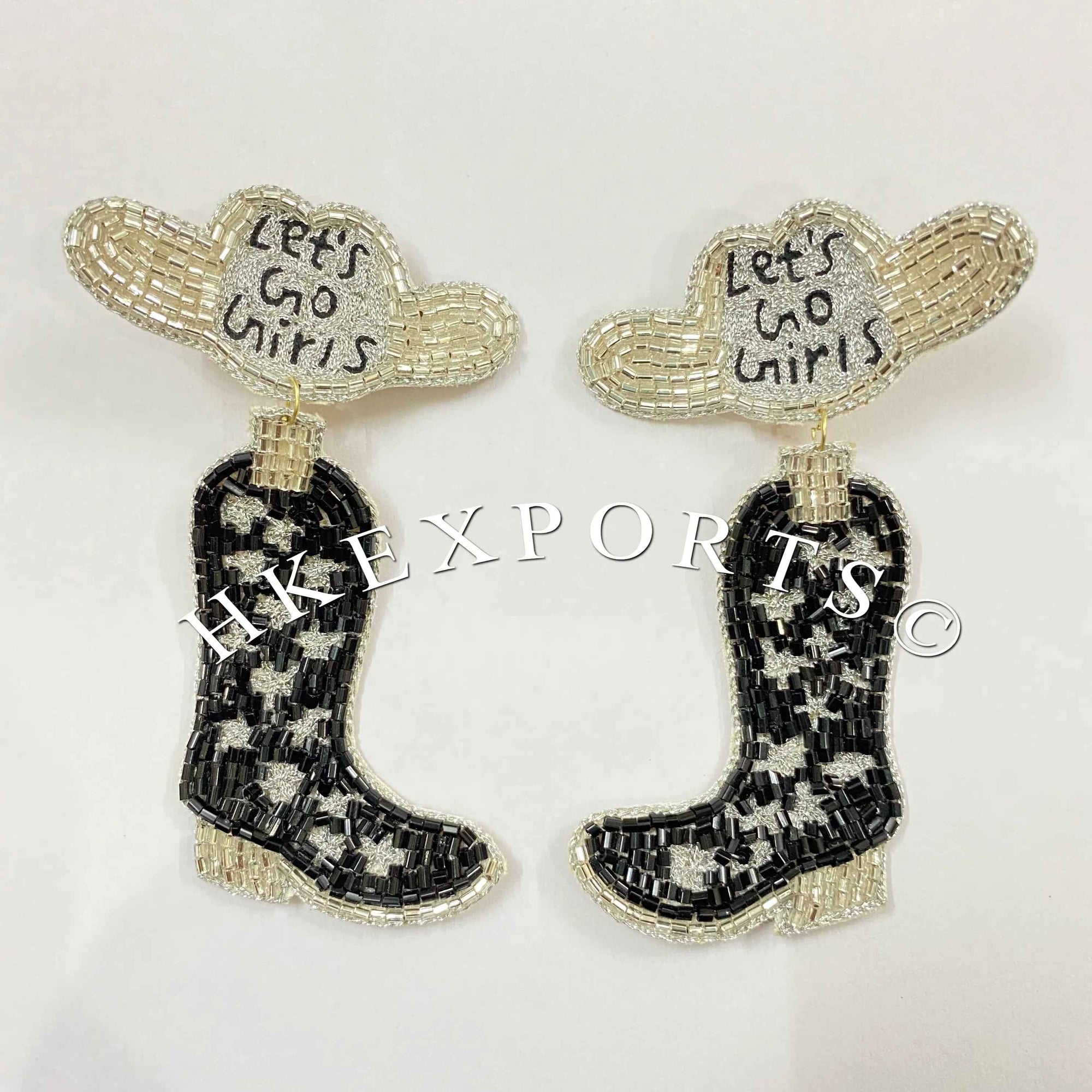 Cowboy Boots Rodeo Let's Go Girls Seed Bead Earrings