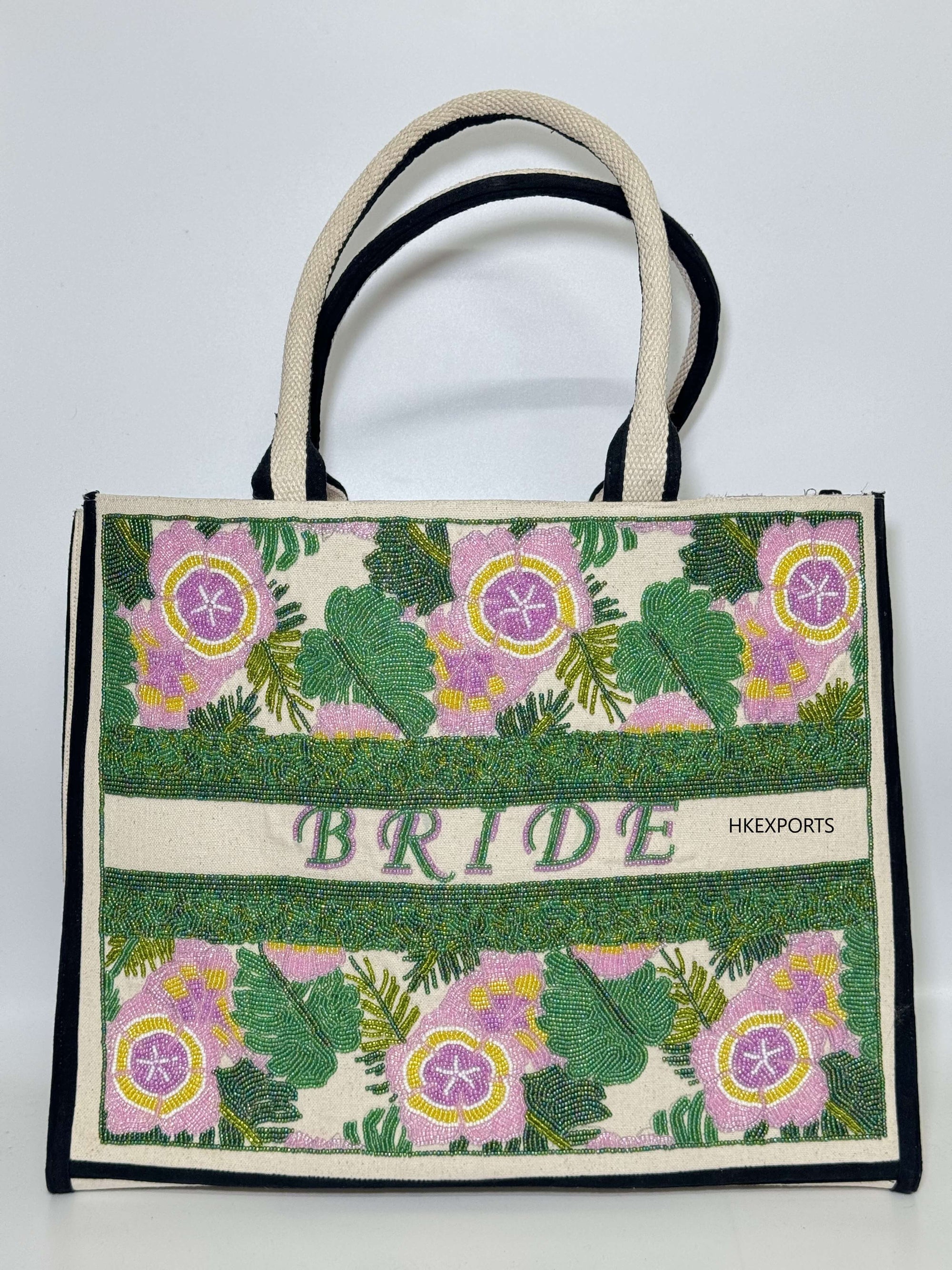 Bespoke Elegance Handmade Beaded Bride Tote Bag