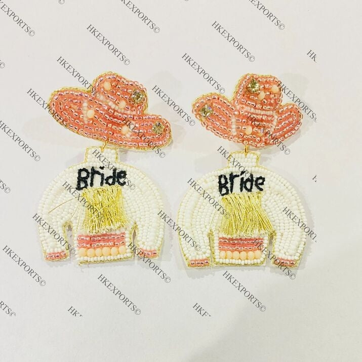 Cowgirl Bride Earrings Western Wedding Seed Bead Jewelry