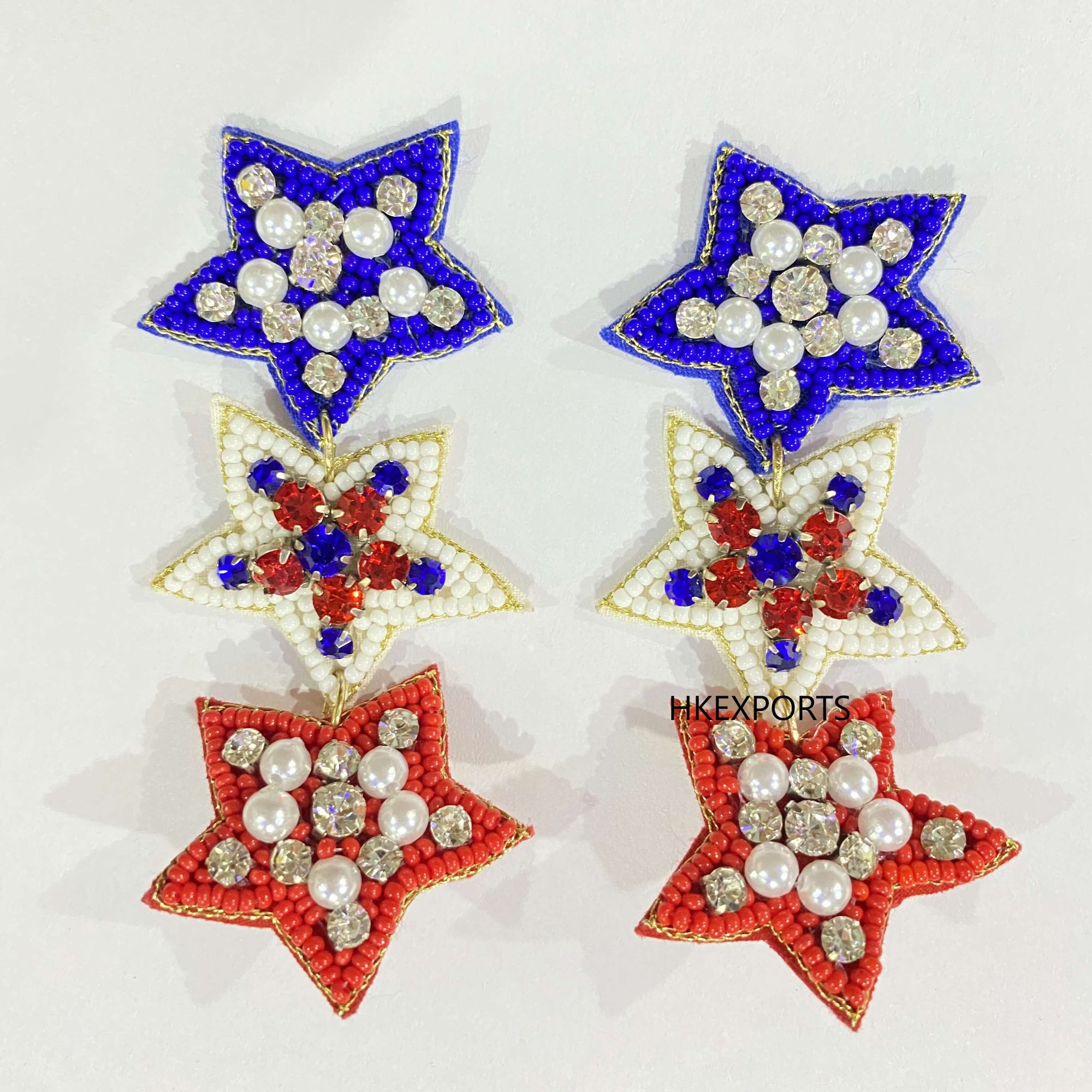 Stunning 4th of July Patriotic Beaded Earrings