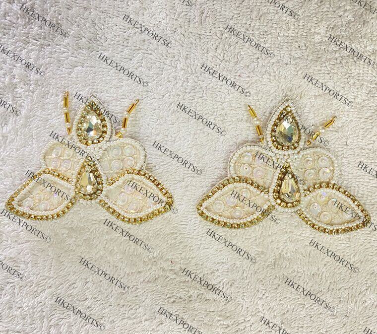 Elegant White Butterfly Beaded Earrings