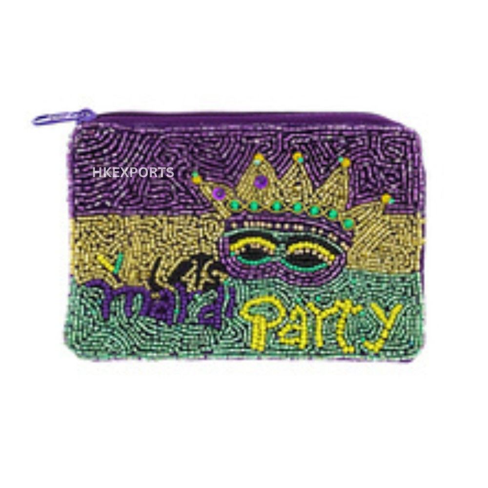 Handmade Mardi Gras Beaded Coin Purse