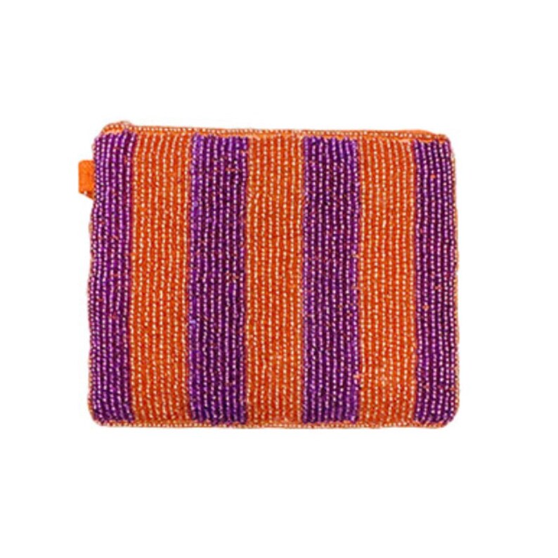 Game Day Striped Beaded Coin Purse - Clemson Tigers Football Fan Accessory