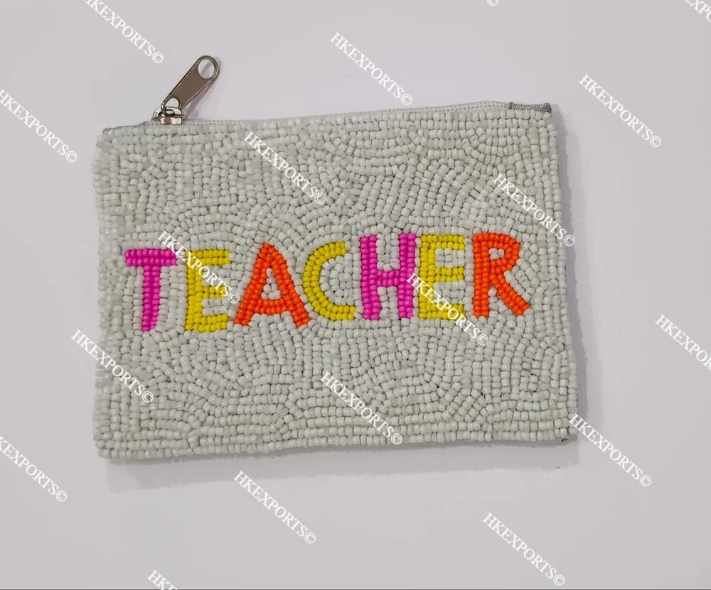 Handmade Teacher Beaded Coin Purse