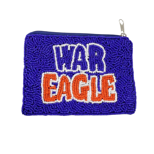 War Eagle Auburn University Beaded Coin Purse: Stylish Accessory for Tigers Fans!