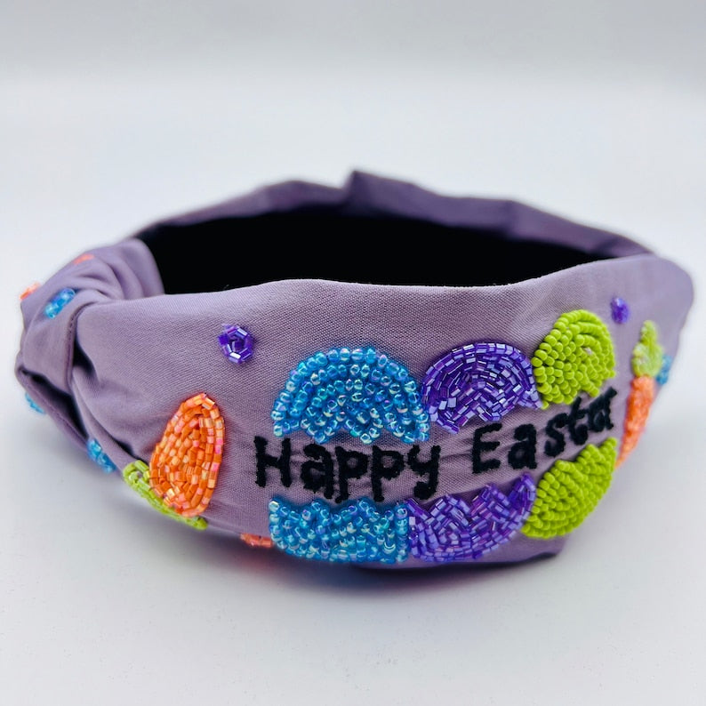 Handmade Festive Spring Easter Egg & Bunny Beaded Headband