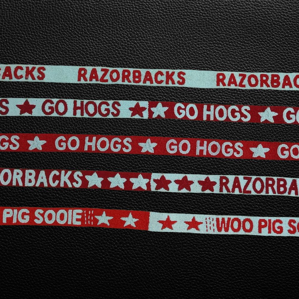 Handmade Razorbacks Go Hogs Woo Pig Sooie Beaded Purse Strap