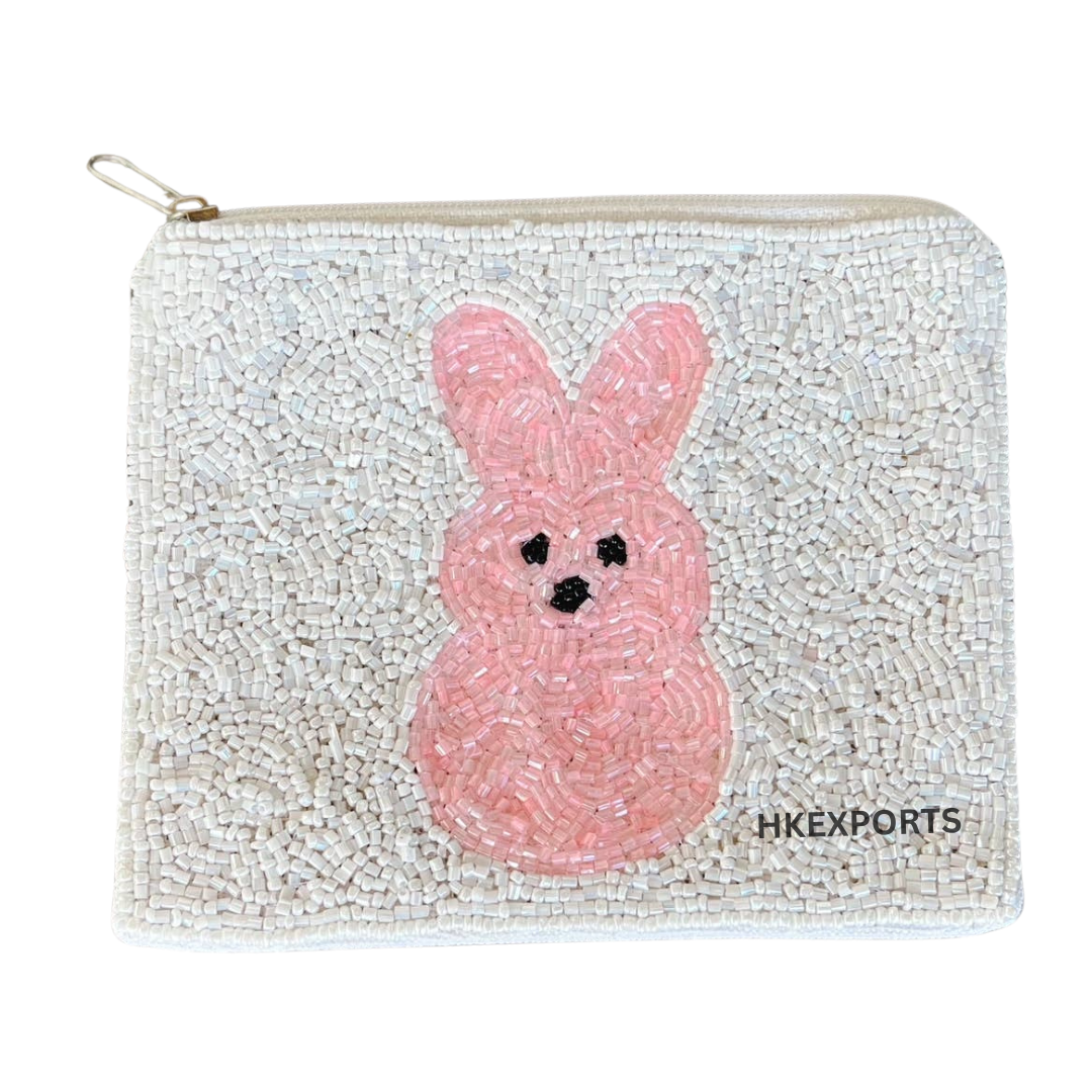 Handcrafted Hoppy Easter Bunny Beaded Coin Purse