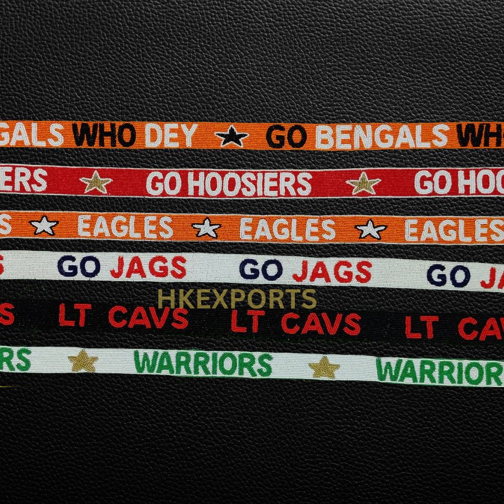 Go Bengals Who Dey, Go Hoosiers, Eagles, Go Jags, LT Cavs, Warriors Beaded Purse Straps