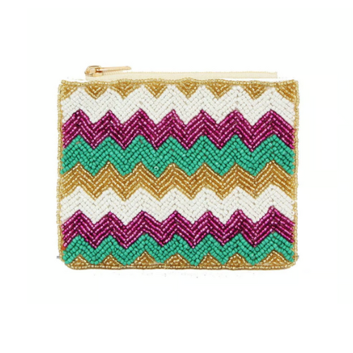 Mardi Gras Beaded Coin Purse Purple, Green, and Yellow Festive Handbag Accessory