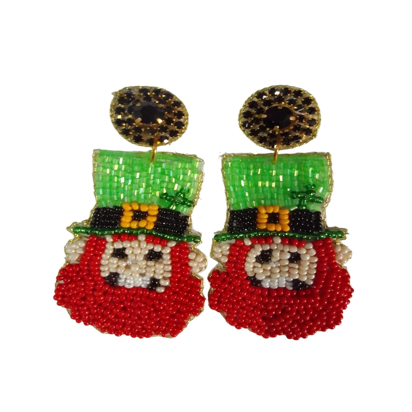 St. Patrick's Day Leprechaun Beaded Earrings