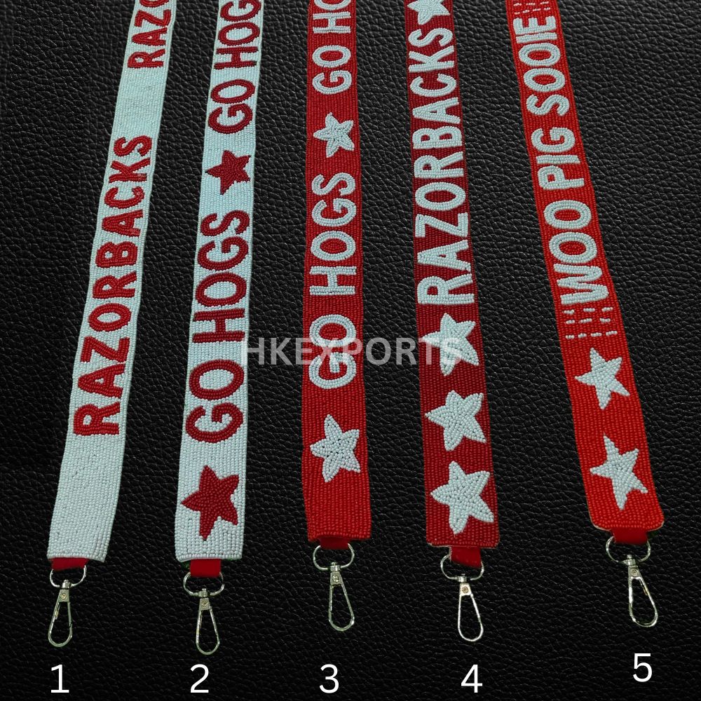 Handmade Razorbacks Go Hogs Woo Pig Sooie Beaded Purse Strap