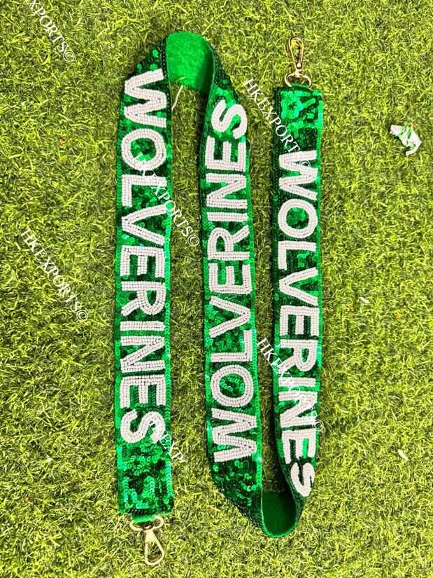 Green & White Gameday Sequin Strap