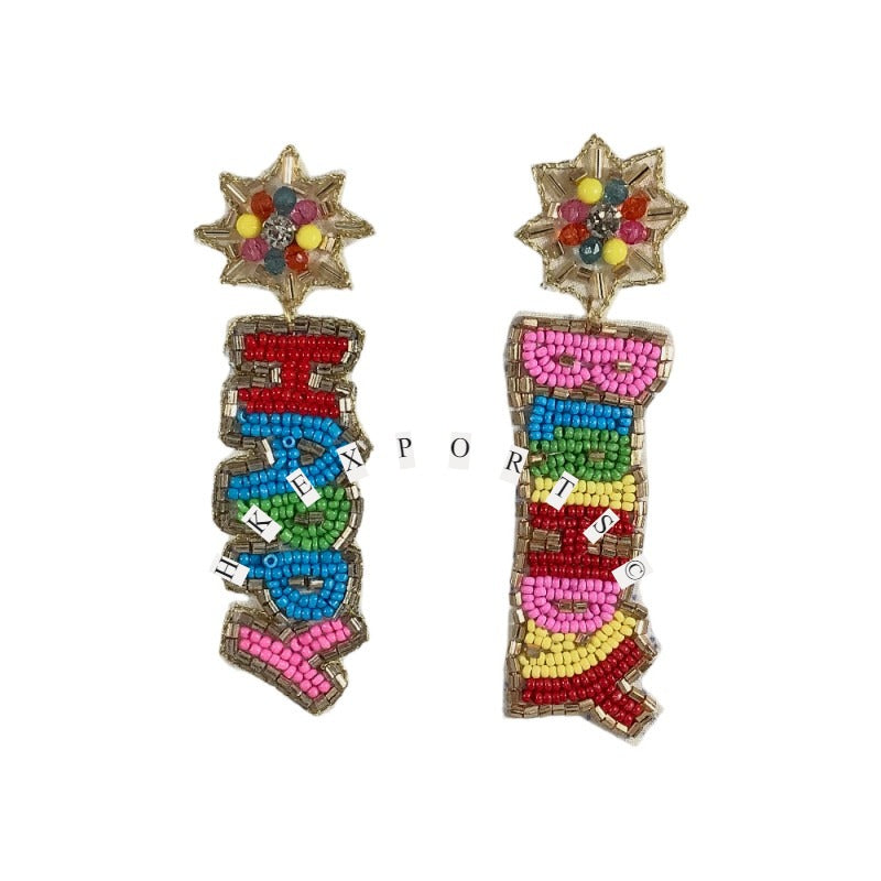 Happy Birthday Beaded Earrings