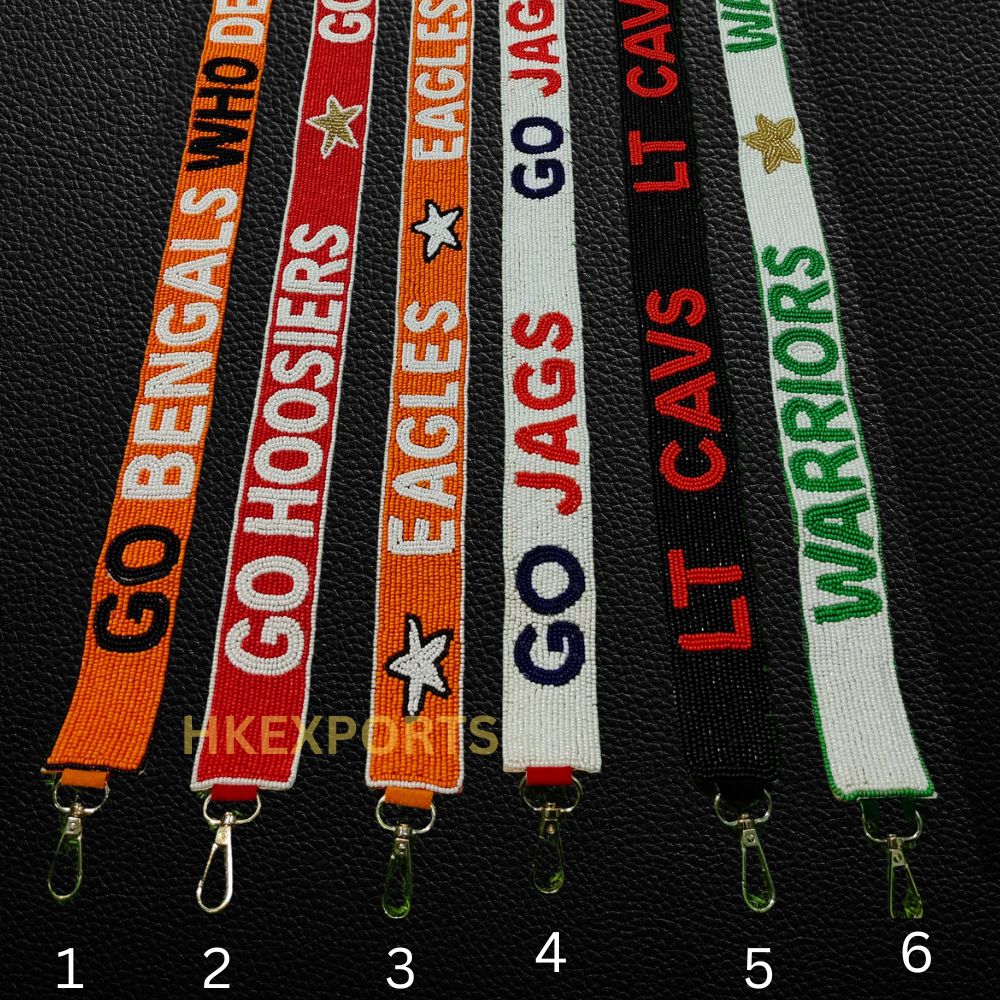 Go Bengals Who Dey, Go Hoosiers, Eagles, Go Jags, LT Cavs, Warriors Beaded Purse Straps