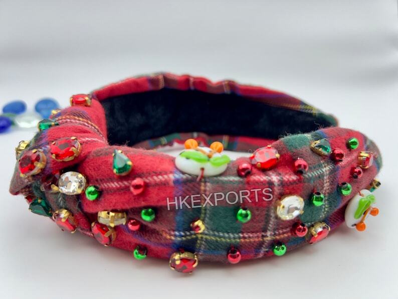 Handmade Knotted Jeweled Headband with Cherry Glass Beads