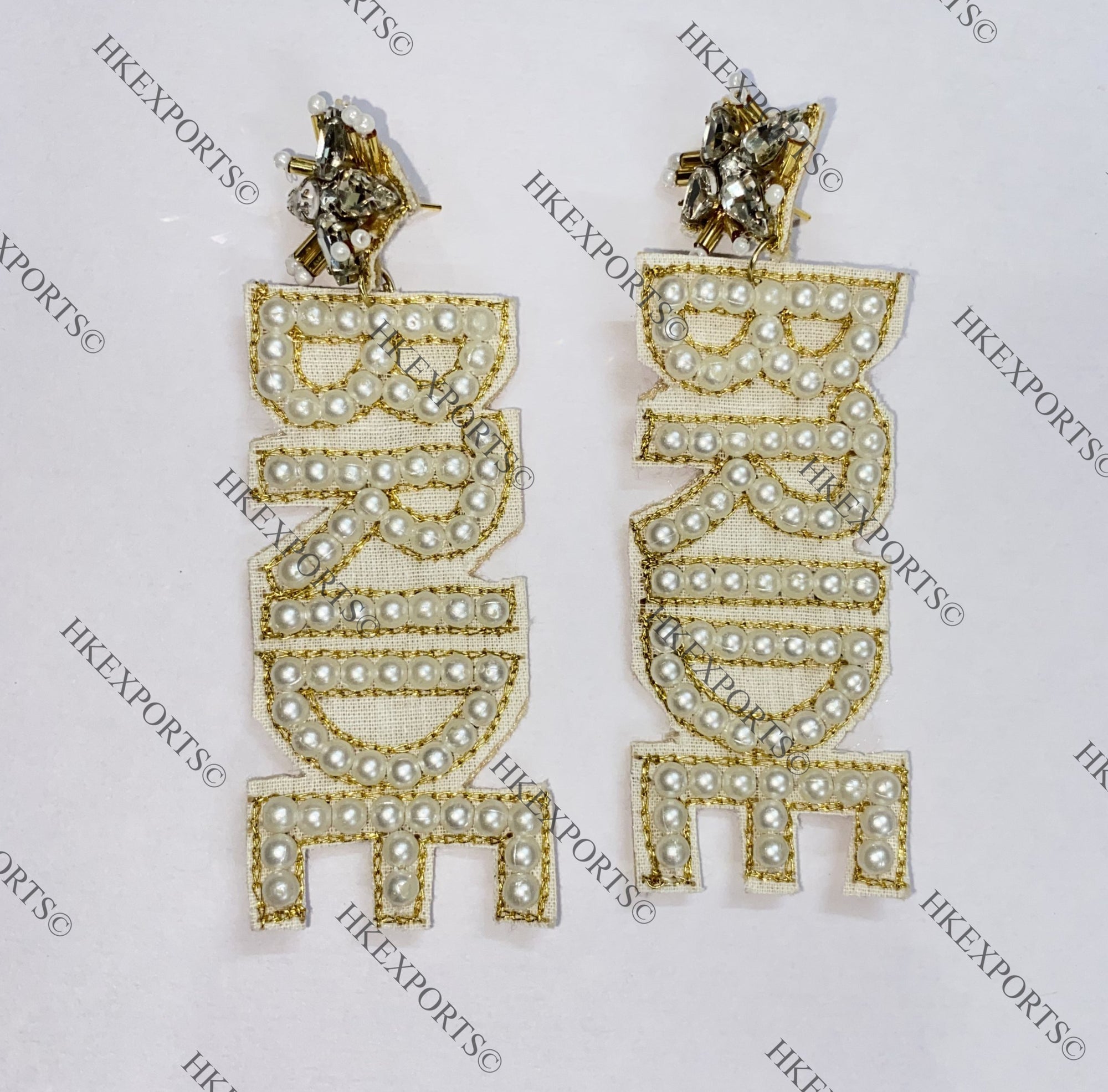 Elegant Bridal Campaign Bottle Shape Beaded Earrings
