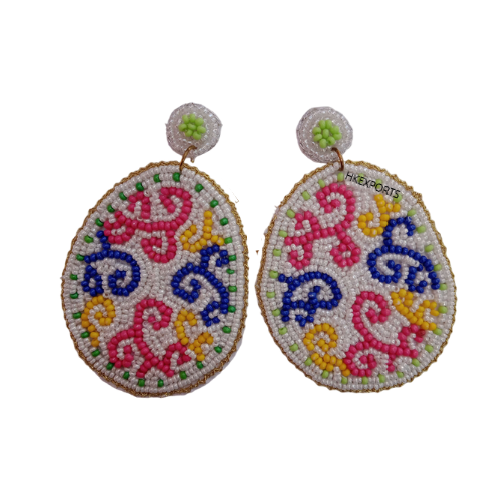 Springing into Style: Colorful Beaded Easter Egg Earrings - Handcrafted Delights