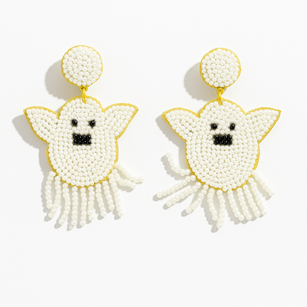 Ghost Halloween Festive Beaded Earrings