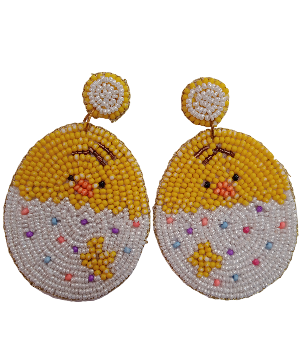 Handcrafted Easter Colorful Chick Beaded Earrings | Unique Springtime Accessories