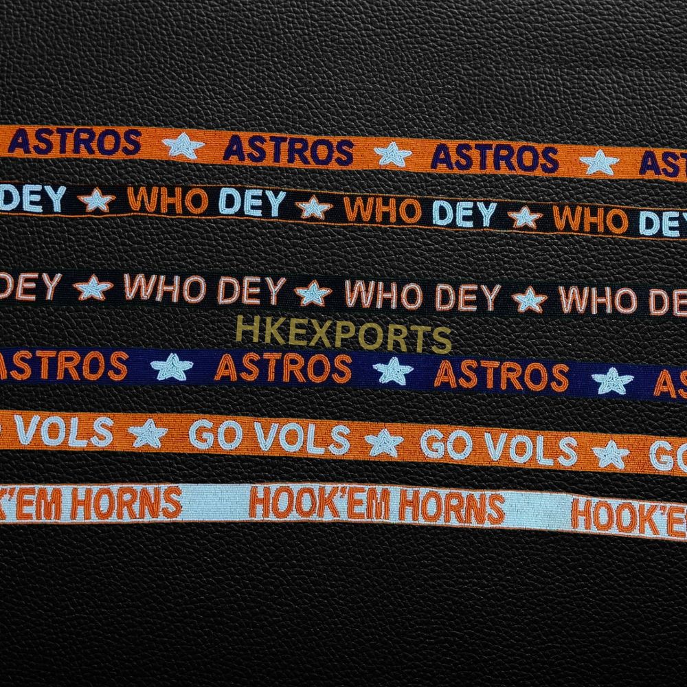 Beaded Purse Strap Who Dat, Who Dey, Go Vols, Hook Em Horns, Houston Astros Game Day Accessories
