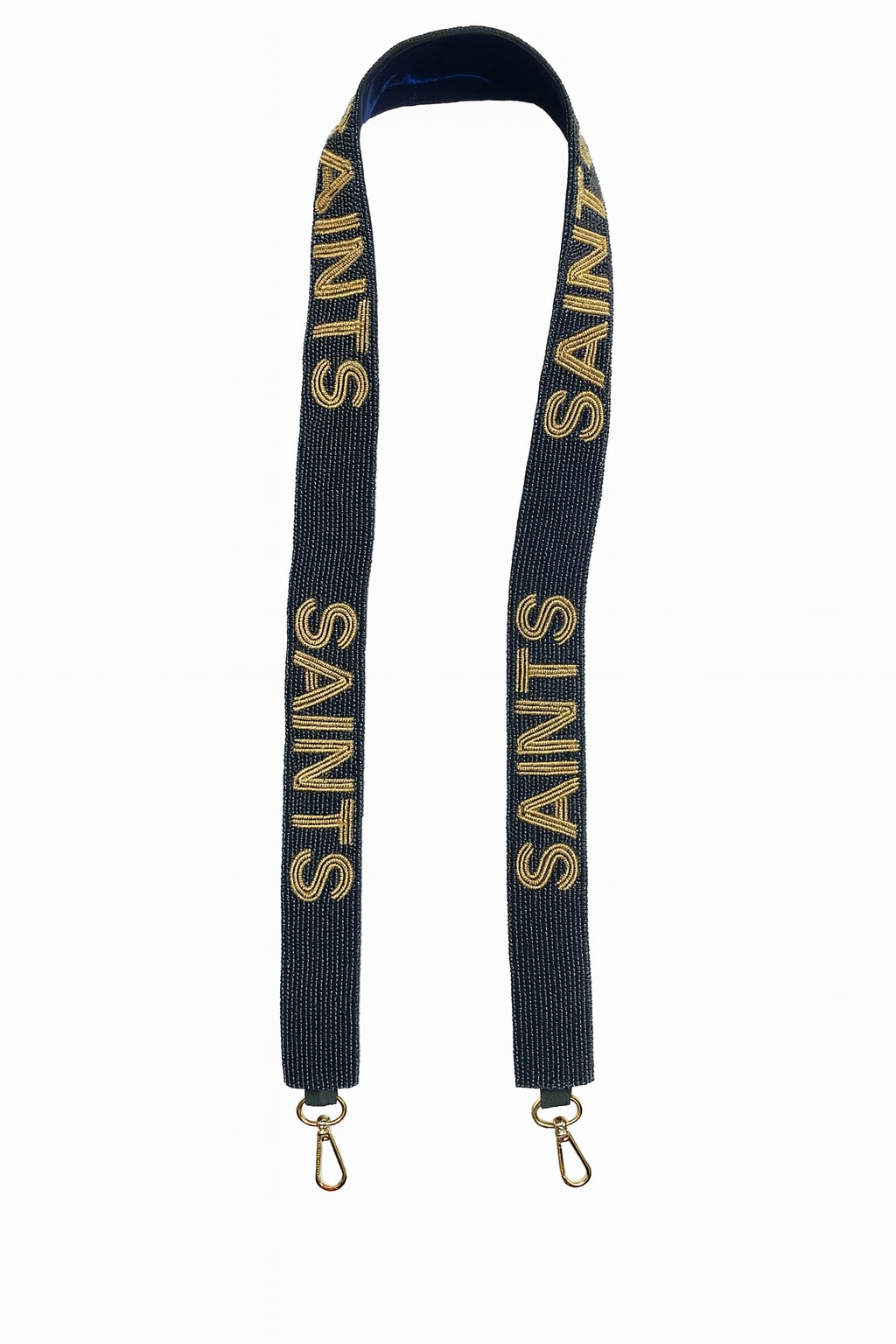 SAINTS Black and Gold Beaded Bag Strap