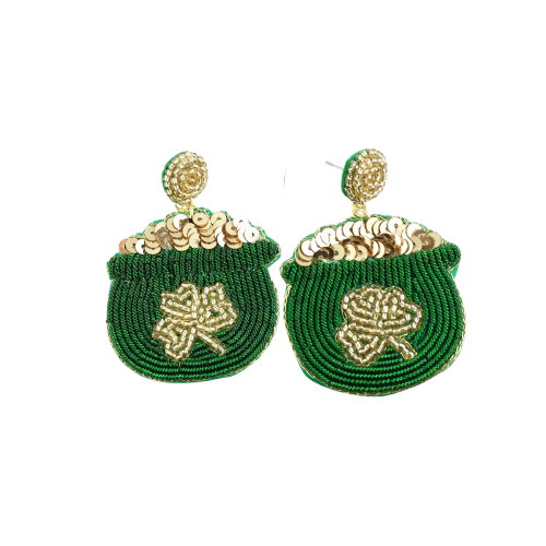 Lucky Charms: St. Patrick's Day Earrings with Pot of Gold - Festive Accessories for Saint Patrick's Day Celebrations