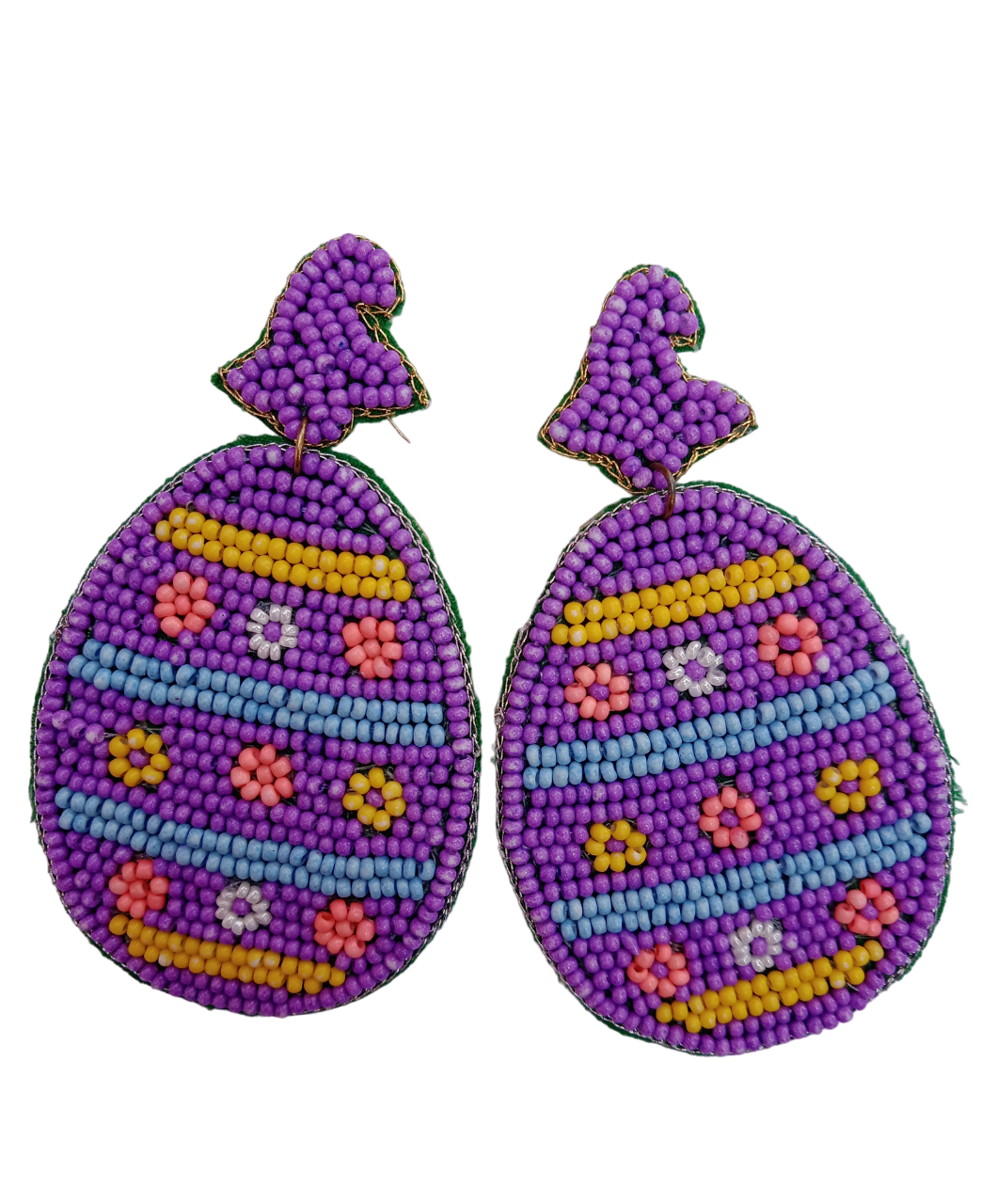 Handcrafted Colorful Springtime Beaded Easter Egg Drop Earrings | Unique Holiday Jewelry