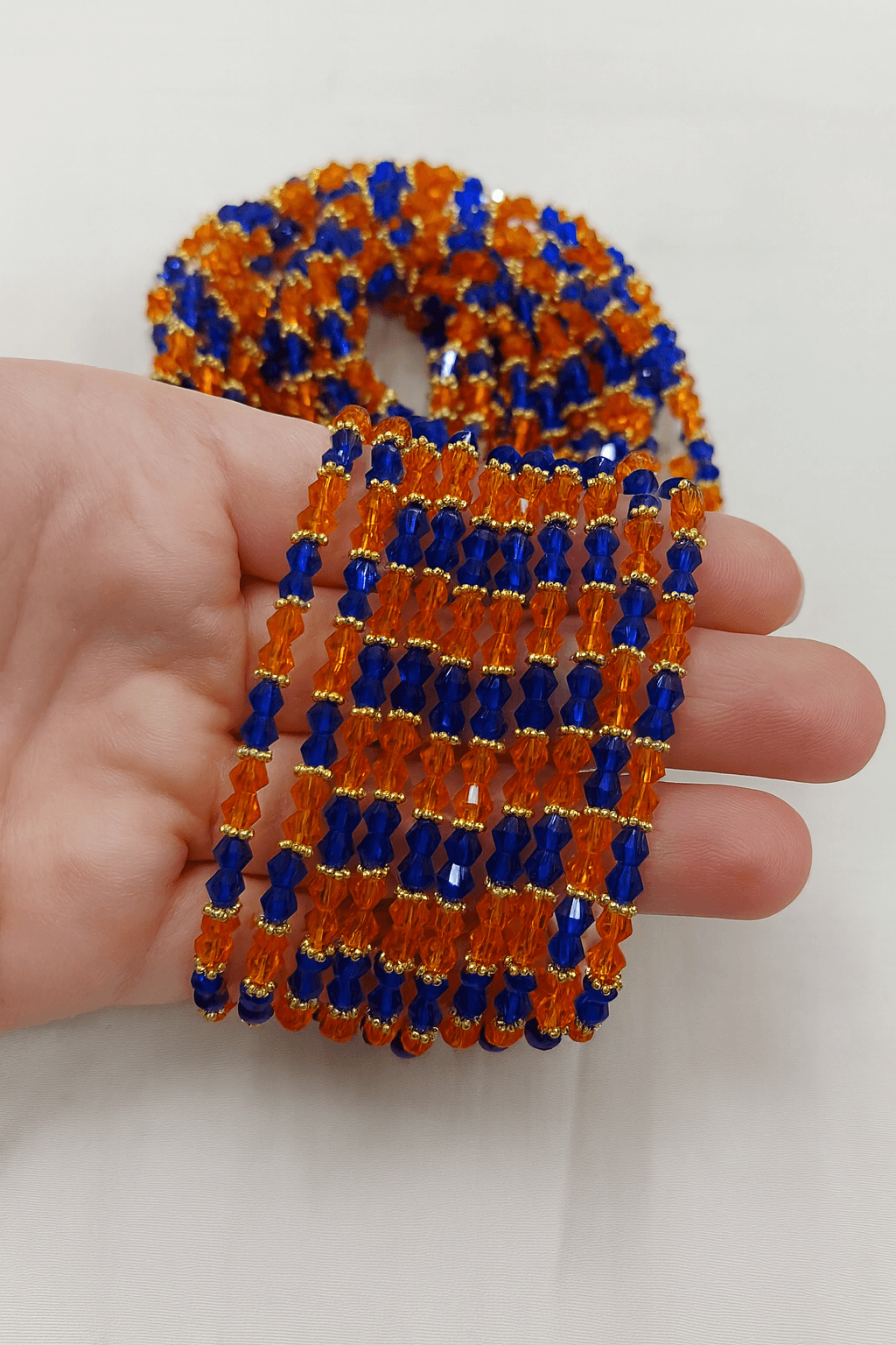 Elegant Orange and Blue Beaded Bracelet