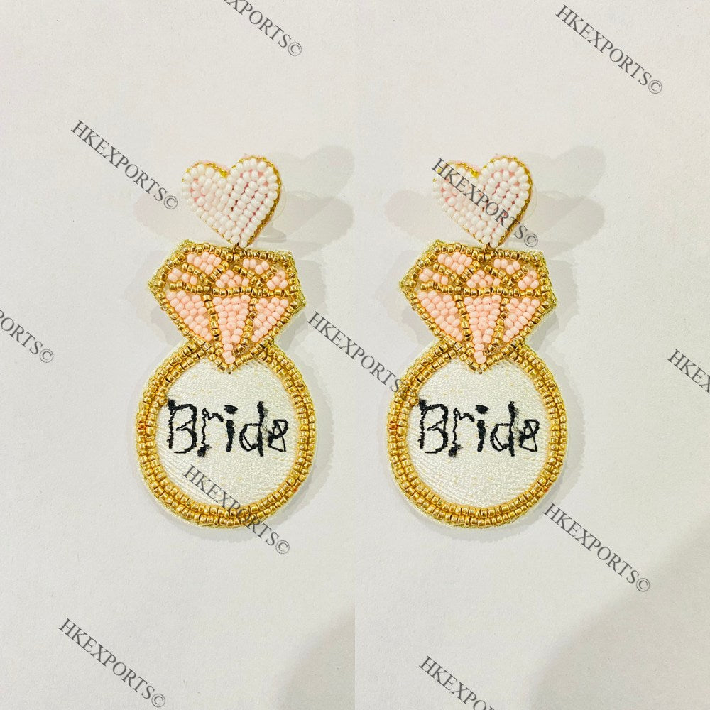 Multicolor Bride Ring Beaded Dangle Earrings