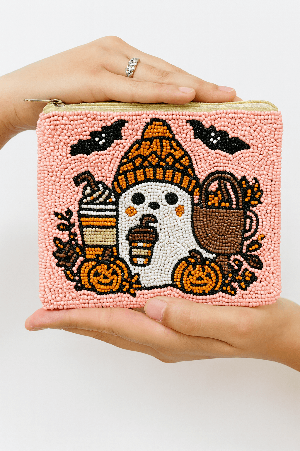 Handmade Spooky Halloween Beaded Coin Purse