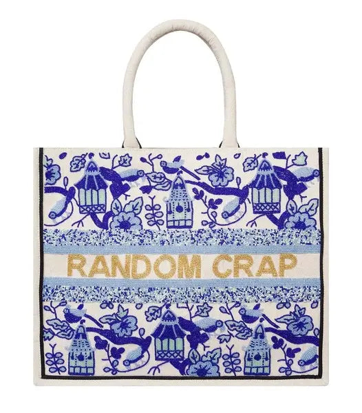 Handmade RANDOM CRAP Floral Beaded Tote Bag