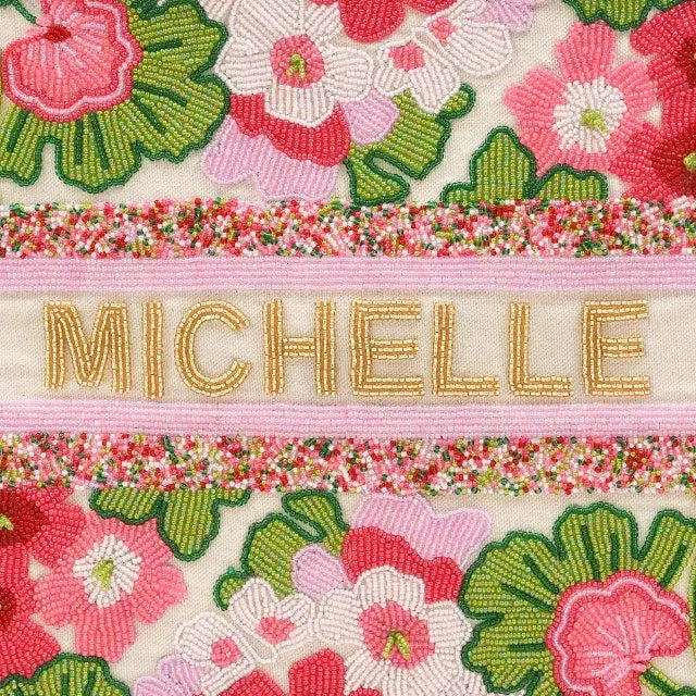 Handcrafted Michelle Custom Floral Beaded Tote Bag