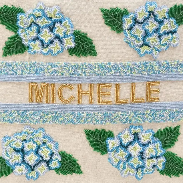 Handcrafted Personalized Michelle Floral Beaded Tote Bag