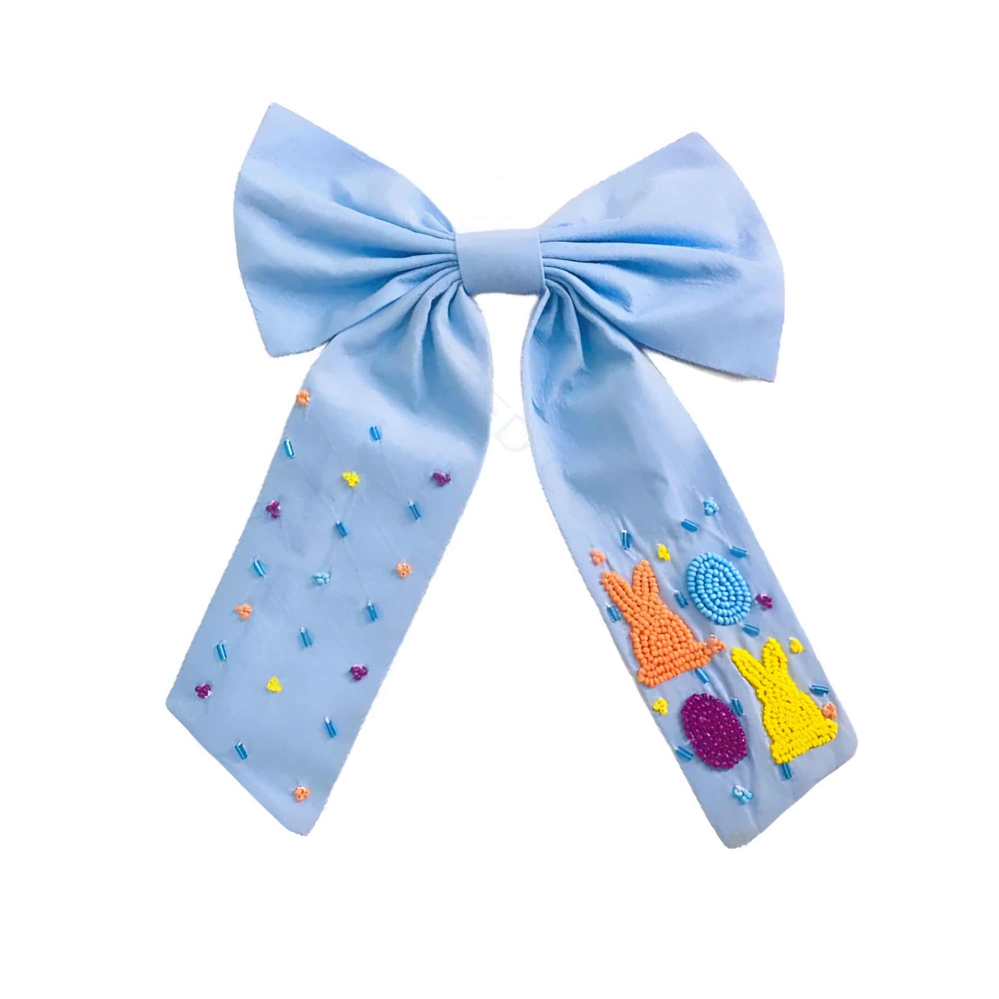 Light Blue Easter Hair Bow with Bunnies