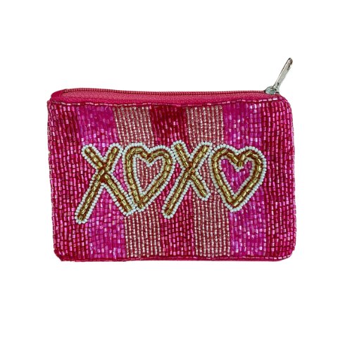 XOXO Chic: Handmade Beaded Coin Purse - Carry Love and Elegance in Your Pocket!