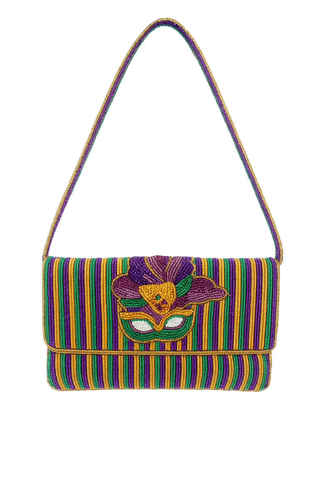 Handmade Mardi Gras Beaded Mask Shoulder Bag