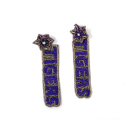 TIGERS Gameday Beaded Earrings - Striking Purple and Gold Team Spirit Jewelry