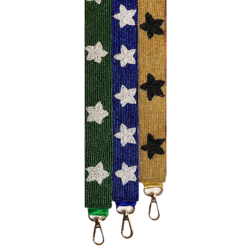 GameDay Beaded Purse Strap: Green, Blue, and Gold Elegance for Every Fan