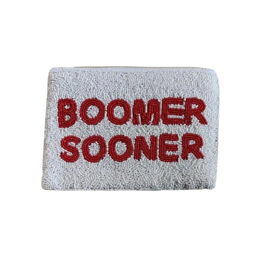 Chic Boomer Sooner Gameday Beaded Coin Purse: Stylish Fan Accessory!