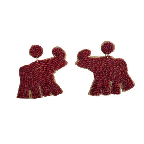 Alabama Elephant Gameday Beaded Earrings Show Your Crimson Tide Pride!