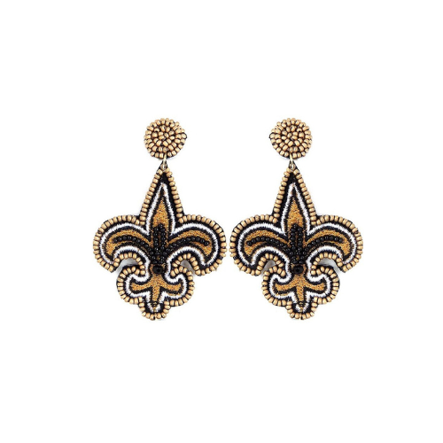 Exquisite Fleur De Lis Seed Bead Gameday Earrings - Authentic New Orleans Style