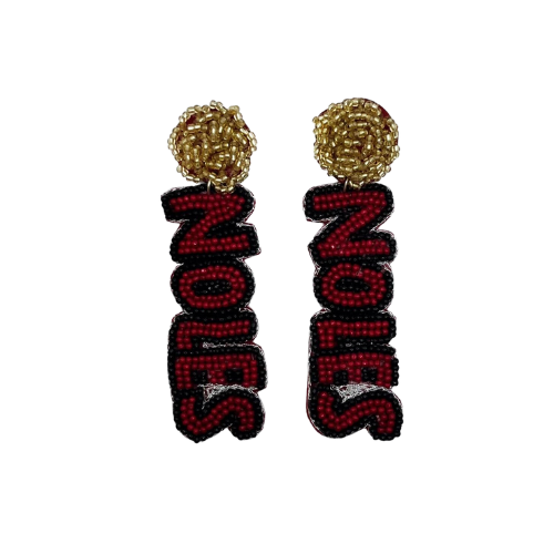 NOLES Gameday Beaded Earrings - Flaunt Your Team Spirit with Elegant Garnet and Gold Accessories