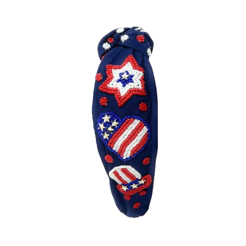 Stars and Stripes Elegance: Handmade Beaded USA Flag Headband