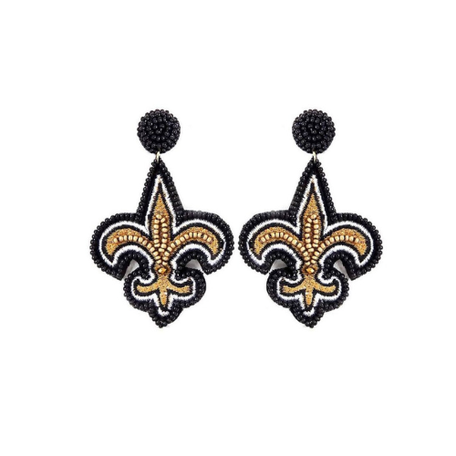 Exquisite Fleur De Lis Seed Bead Gameday Earrings - Authentic New Orleans Style